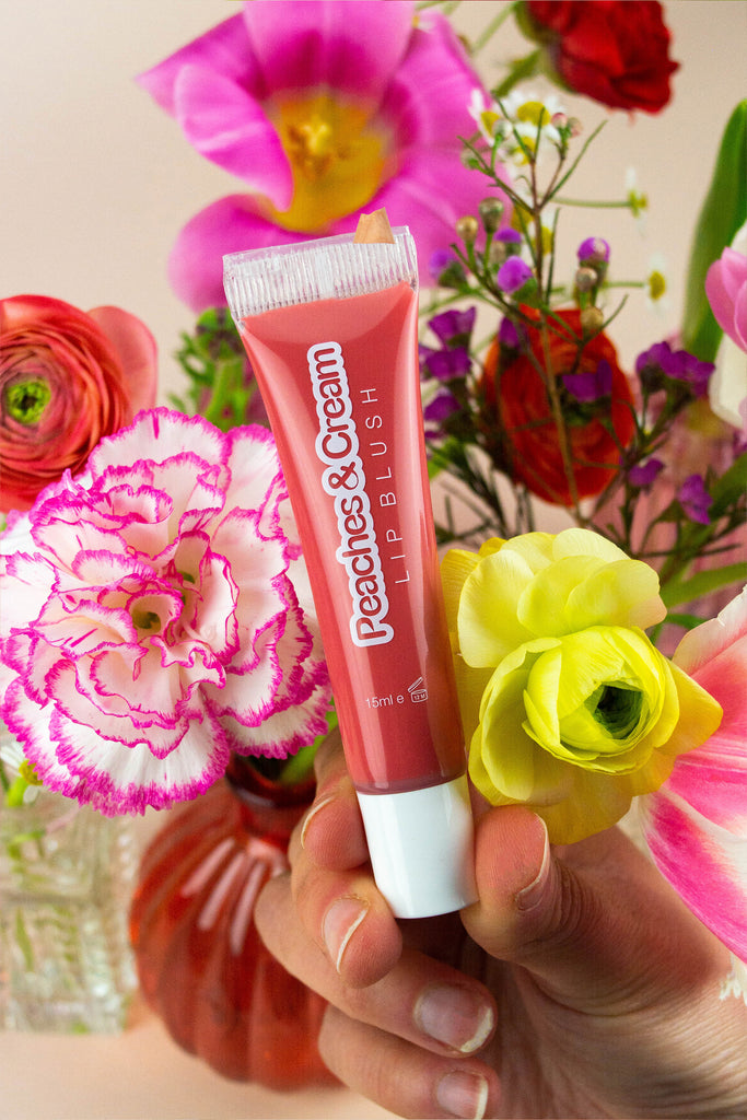 Nectar lip blush displayed with flowers